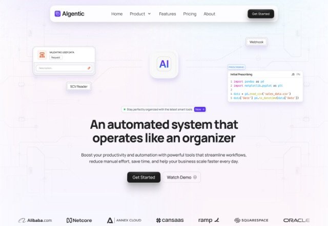 Algentic automation landing page
