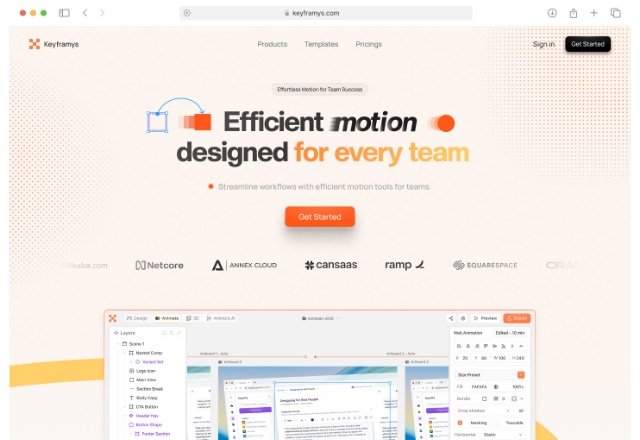 Keyframys motion tool landing page